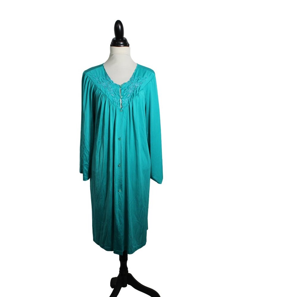 Vintage Shadowline Aqua Teal Nightgown 70s–80s Collectible